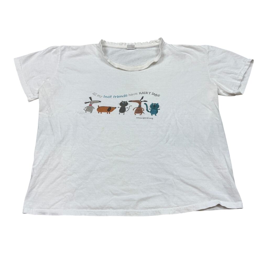 Vintage SPCA All My Friends Have Hairy Legs T Shirt Dogs Cats Women's Medium